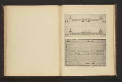 Two reproductions of designs for the Paris World's Fair in 1889 by Joseph Cassien-Bernard and M. Nachon, anonymous, c. 1881 - in or before 1886 Canvas Print