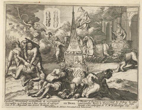 Title print for the third part of 'Engelants schouwtoneel', Adriaen Schoonebeek (attributed to), 1691 Canvas Print