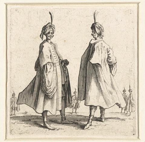 Two men with turbans, seen from the side, Jacques Callot, 1621 - 1624 Canvas Print