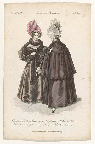Journal des Dames et des Modes, Costumes Parisiens, 30 November 1832, (3036): Chapeau-béret (...), Georges Jacques Gatine, 1832 Canvas Print