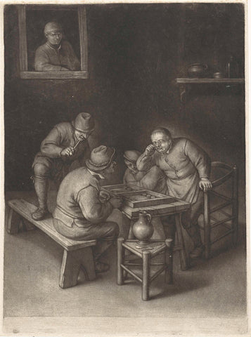 Inn with triktrak players, Jacob Gole, 1670 - 1724 Canvas Print