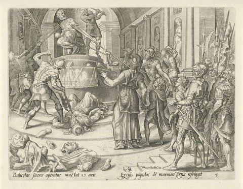 Destruction of de temple of Baal, Harmen Jansz Muller, 1585 Canvas Print