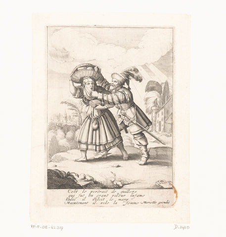 Highwayman attacks a woman, Abraham Bosse, c. 1628 Canvas Print