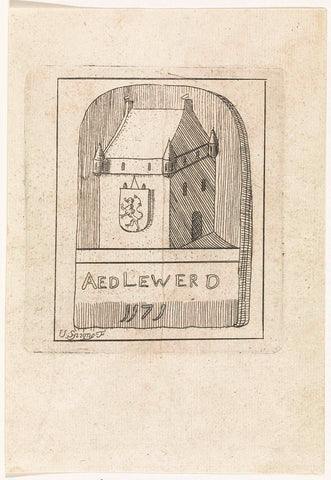 Memorial stone with the house and coat of arms of Aedlewerd, Ulpianus Sprongh, 1699 - 1700 Canvas Print