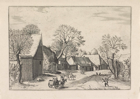 Landscape with farms and barn, Johannes or Lucas van Doetechum, 1610 - before 1676 Canvas Print