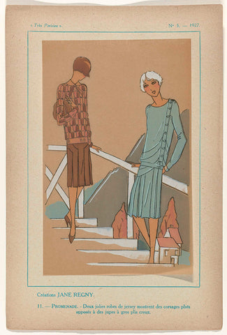 Très Parisien, 1927, No. 3, Pl. 11: Créations JANE REGNY - PROMENADE, G-P. Joumard, 1927 Canvas Print