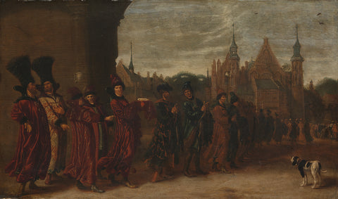 The Legation from the Tsar of Muscovy on its Way to a Meeting of the States-General in The Hague, Sybrand van Beest, c. 1631 - 1632 Canvas Print