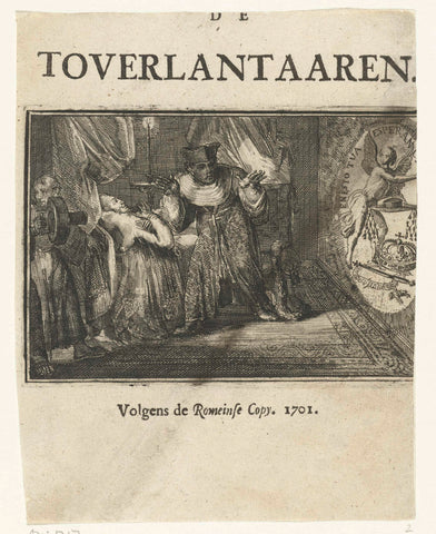 Title page for the pamphlet: De Toverlantaaren, 1701, Romeyn de Hooghe, 1701 Canvas Print