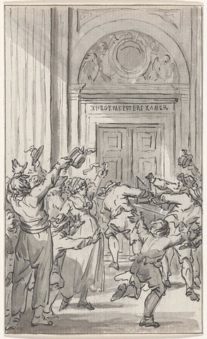 Storming of the mayor's room in the city hall of Amsterdam, 1747, Jacobus Buys, 1786 Canvas Print