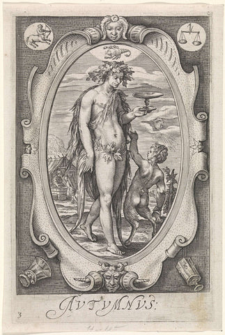 Personificatie van de herfst (autumnus), Jacob Matham, 1588 - 1602 Canvas Print