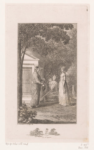 Gebhard ontmoet Agnes van Mansfeld in de tuin, Daniel Nikolaus Chodowiecki, 1800 Canvas Print