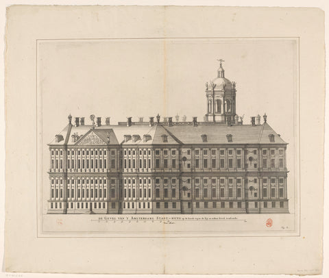 Rear and side façade (west and south side) of the Town Hall on Dam Square, Dancker Danckerts (possibly), 1661 Canvas Print