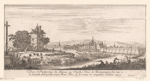 View of the Marais where Charles the Bold was killed, Israel Silvestre, 1650 Canvas Print