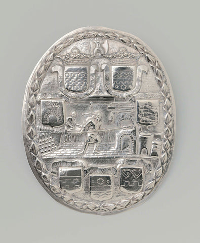 Oval silver shield of the baker's guild in Middelburg, anonymous, 1745 Canvas Print