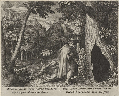 Saint Gerald of Mitternach as hermit, Johann Sadeler (I), 1598 Canvas Print