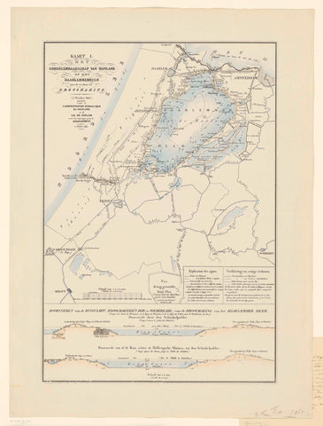 Map I. Het Hoogheemraadschap van Rijnland en het Haarlemmermeer met de werken tot Droogmaking (1 October 1843.), anonymous, 1843 - 1861 Canvas Print