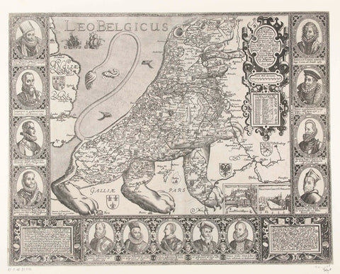 Map of the Netherlands in the form of the Dutch Lion, 1598, Joannes van Doetechum (II), 1598 Canvas Print