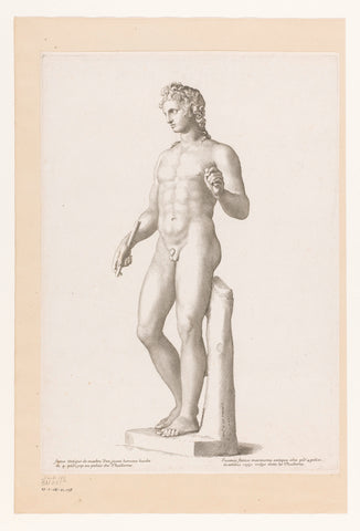 Statue of naked young man, Claude Mellan, 1677 Canvas Print