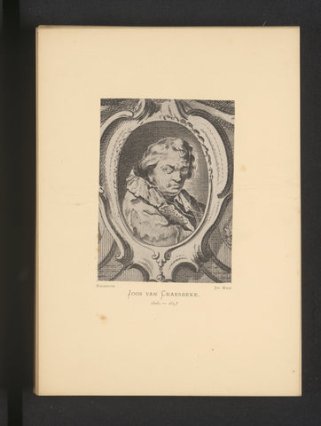 Reproduction of an engraving of a portrait of Joos van Craesbeeck, Joseph Maes, c. 1872 - in or before 1877 Canvas Print