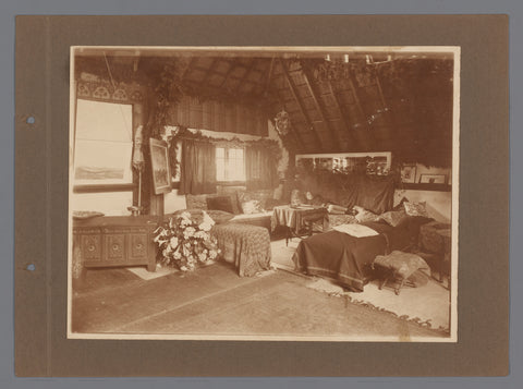 Girl lying on divan/bed in interior, ca. 1916, anonymous, c. 1916 Canvas Print