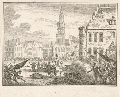 Groningen conquered by the troops of Rennenberg, 1580, Simon Fokke, 1782 - 1784 Canvas Print