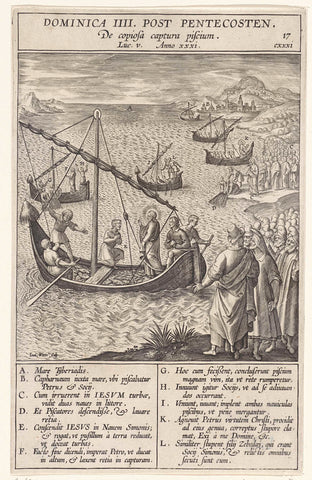 Wonderbaarlijke visvangst, Johannes Wierix, 1593 Canvas Print