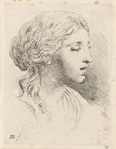 Head of woman with closed eyes, Stefano della Bella, 1620 - 1647 Canvas Print