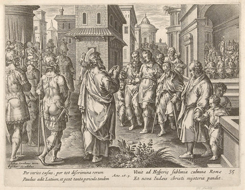 Paul proclaims the doctrine of Christ in Rome, Claes Jansz. Visscher (II) (workshop or), 1643 - 1646 Canvas Print