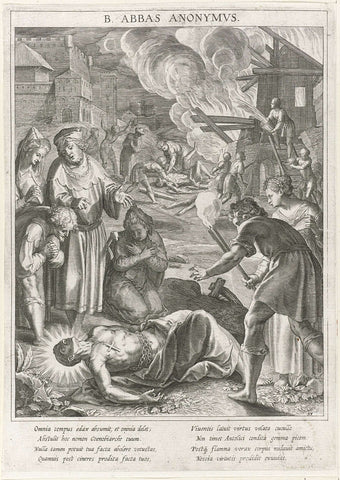 Miraculous death of an anonymous abbot, Raphaël Sadeler (I), 1615 Canvas Print