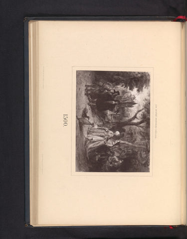 Photo reproduction of a drawing, depicting nobles (presumably) during the hunt in a forest, anonymous, c. 1868 - in or before 1873 Canvas Print