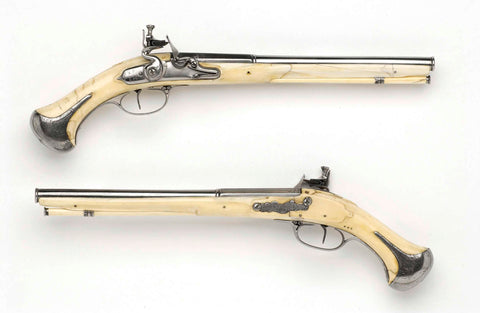 Pair of flintlock pistols, Michel de la Pierre, c. 1660 - c. 1665 Canvas Print