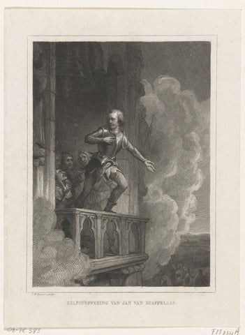 Jan van Schaffelaar jumps from the tower, 1482, Johann Wilhelm Kaiser (I), 1844 - 1846 Canvas Print