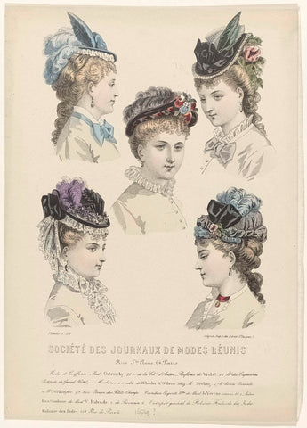 Société des journaux de modes réunis, ca. 1874, No. 156: Modes et Coiffures (...), anonymous, c. 1874 Canvas Print