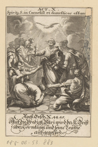 Holy Spirit appears to chief man Cornelius and his own, anonymous, 1697 Canvas Print