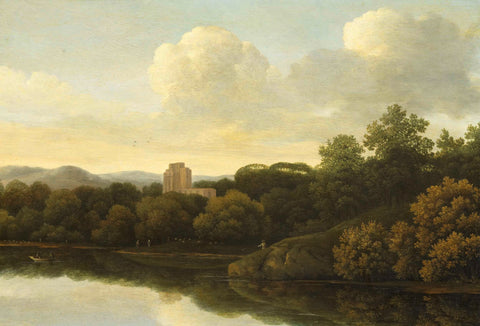 Wooded Landscape with River, Johan de Lagoor (attributed to), 1645 - 1680 Canvas Print