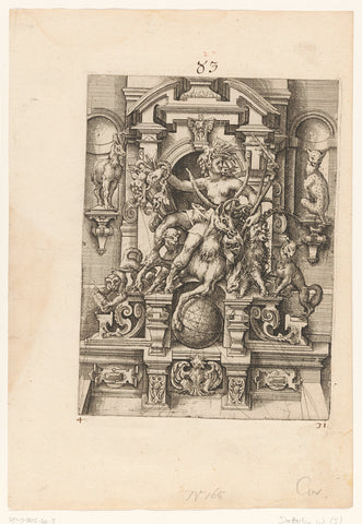 Fantastic fountain with a nymph and a deer, Wendel Dietterlin (I), in or before 1595 Canvas Print