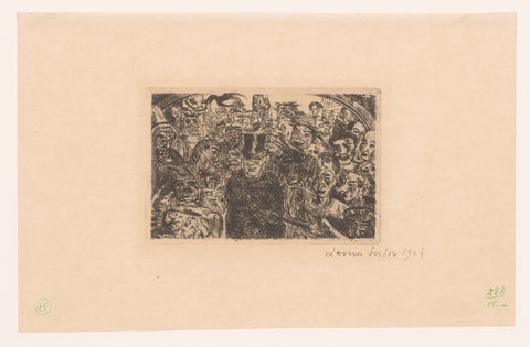 Grotesque figures with a man in top hat in the middle, James Ensor, 1904 Canvas Print