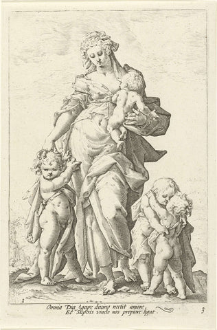 Liefde (Caritas), Jacob Matham (attributed to), 1601 - 1652 Canvas Print