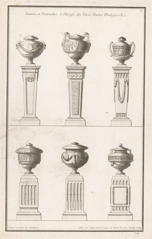 Vazen op hoge voetstukken, Jean François de Neufforge, 1763 Canvas Print