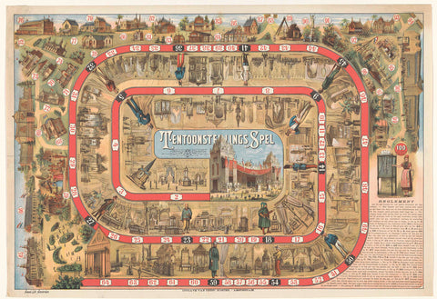 Board game on the occasion of the Amsterdam World's Fair of 1883, anonymous, Gebroeders Koster, 1883 Canvas Print