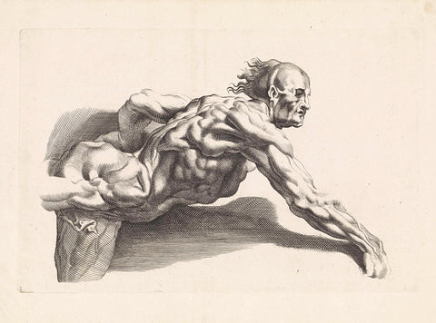 Anatomical study of leaning man, Paulus Pontius, 1616 - 1657 Canvas Print