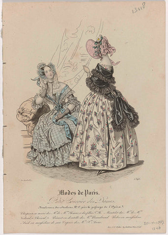 Petit Courrier des Dames, 30 April 1837, No. 1346 : Chapeau en moiré (...), anonymous, 1837 Canvas Print