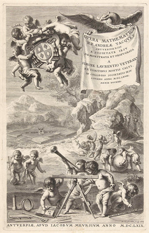 Title page for: André Tacquet, Opera mathematica, 1669, Richard Collin, 1668 - 1669 Canvas Print