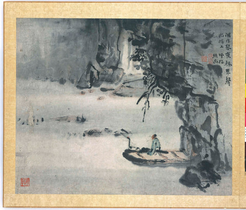 Landscape, album page, Gao Qipei, 1700 - 1750 Canvas Print