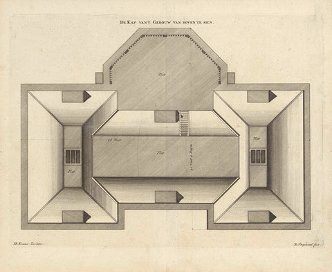 Top view of the roof of house De Nes in Vreeland, Bastiaen Stopendael, 1687 - 1693 Canvas Print