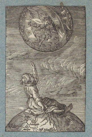 Child sitting on globe looks at angel on starglobe, Christopher of Sichem (II), 1628 Canvas Print