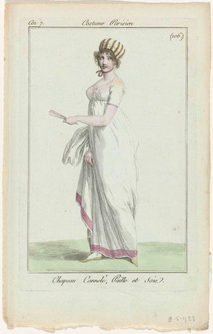 Journal des Dames et des Modes, Costume Parisien, 9 May 1799, Year 7, (106 (bis)) : Chapeau Cannelé (...), anonymous, 1799 Canvas Print