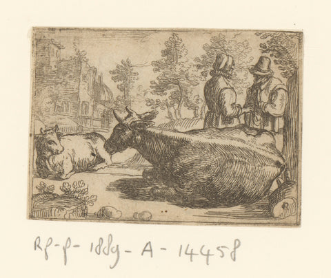 Two cows, Christian Richter (I) (attributed to), 1599 - 1669 Canvas Print