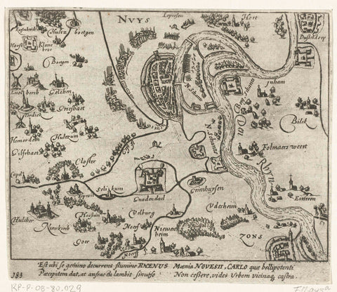 Plan of Neuss and has surrounding area, 1586, anonymous, 1613 - 1615 Canvas Print