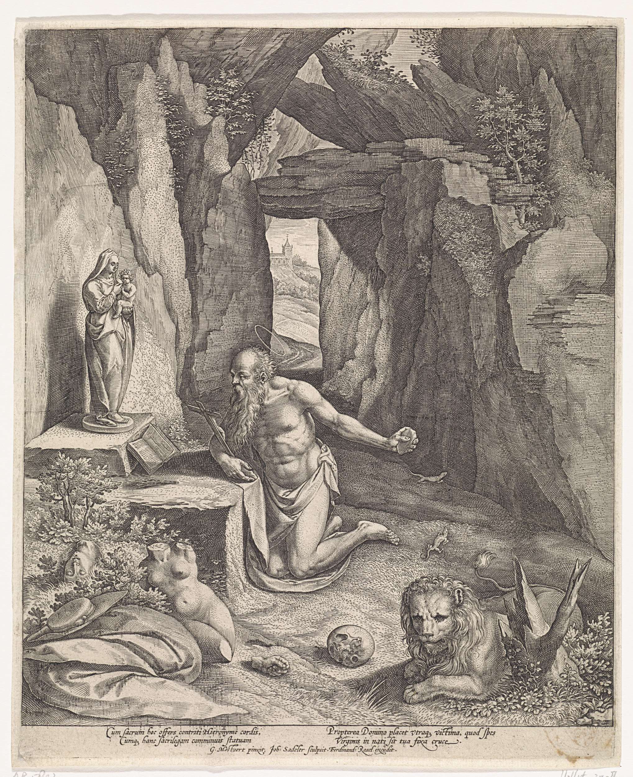 Heilige Hieronymus in de grot, Johann Sadeler | CanvasPrints.com